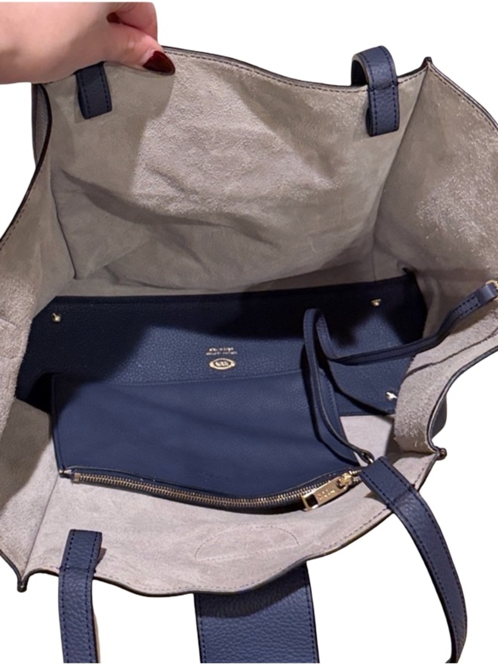 Tod’s Double T Ring Leather 2-Way Tote Bag Navy Blue - Picture 10 of 15